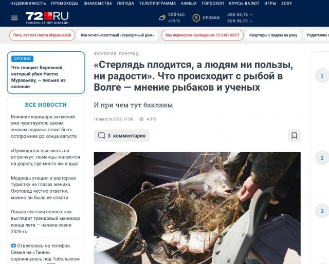 13 августа 2026 года  провели масштабный выпуск молоди стерляди в Оку