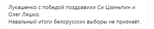 Экзитпол: Лукашенко набирает 79,7%