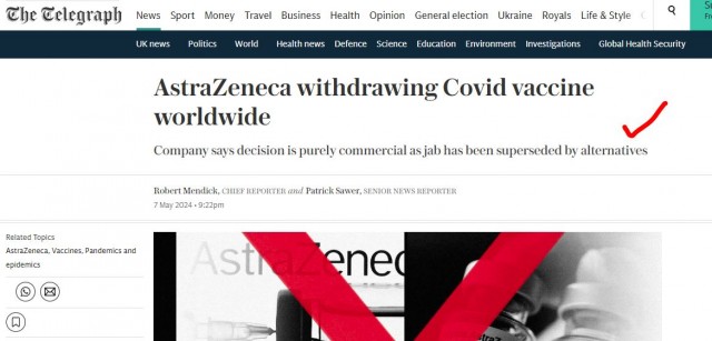 AstraZeneca отзывает своё разрешение на продажу вакцины от COVID-19 из-за побочных эффектов