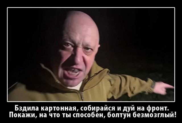 «Бздила картонная, собирайся и дуй на фронт. Покажи, на что ты способен, болтун безмозглый».