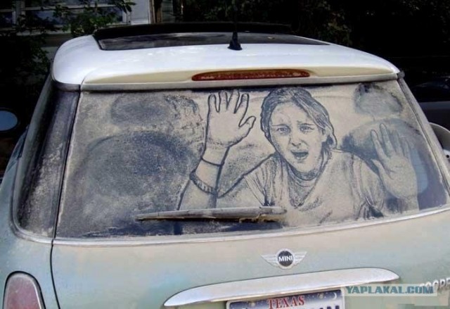 Рисунки на пыльных машинах!