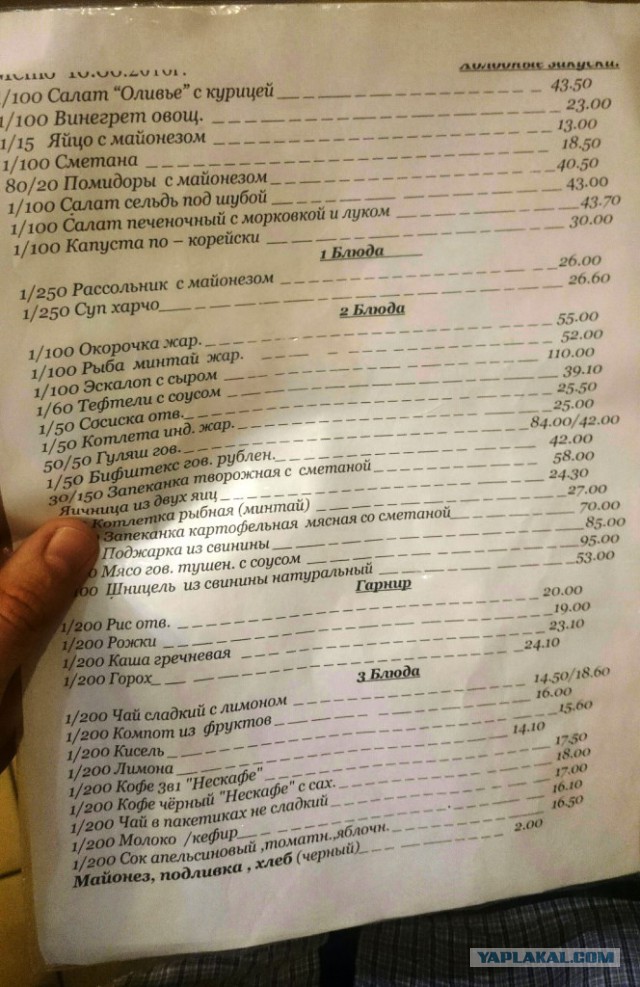 Вот такие цены в Железном Порту на Черном море (в рублях умножайте на три), а у вас также?