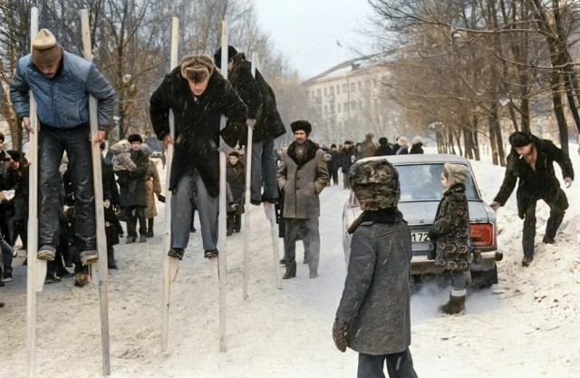 Зимние катания на санках в СССР