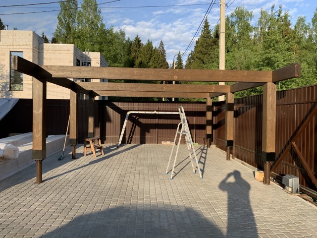 Навес для авто из бруса своими руками