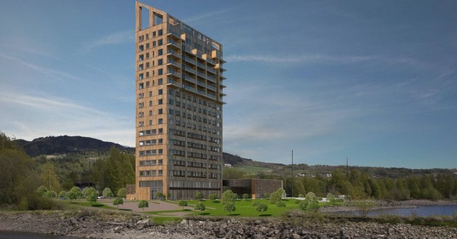 В норвежском городе Брумунддал построили самое высокое в мире здание из дерева