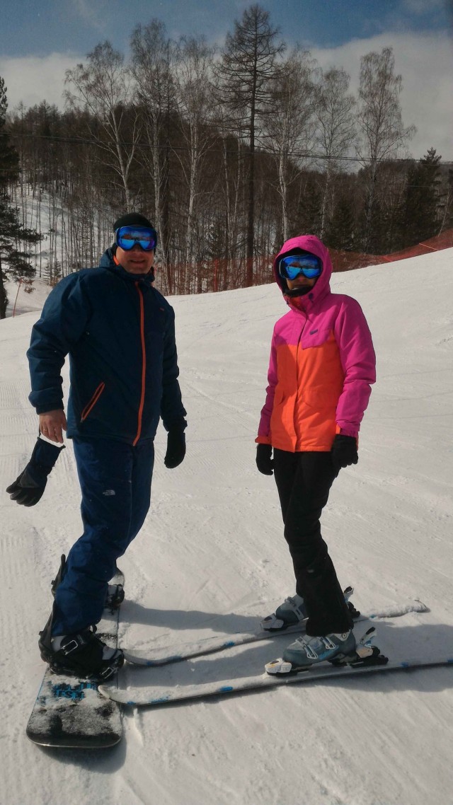 Спуск, лыжи, пейзаж