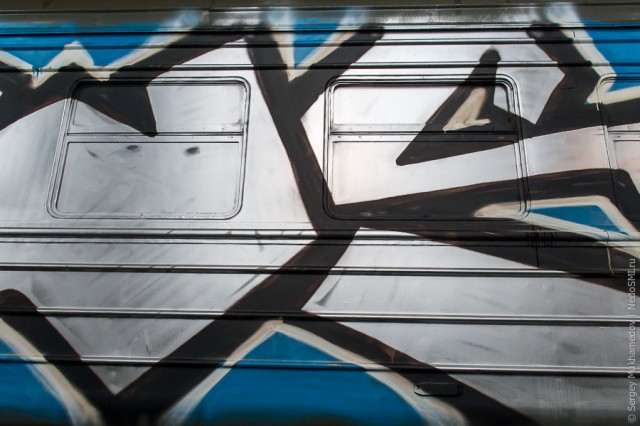 Банда уличных художников расписала электричку