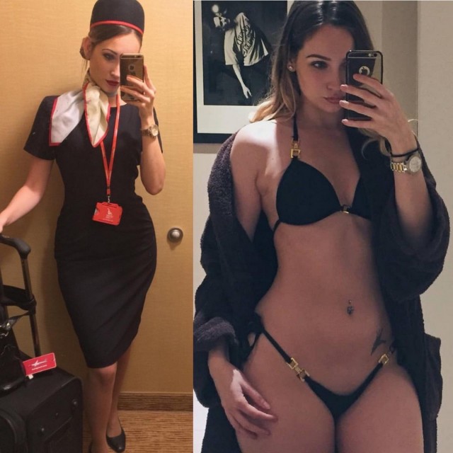 Сексуальные стюардессы в униформе и без неё