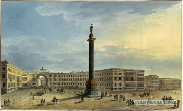 Поднятие Александровской колонны в 1832
