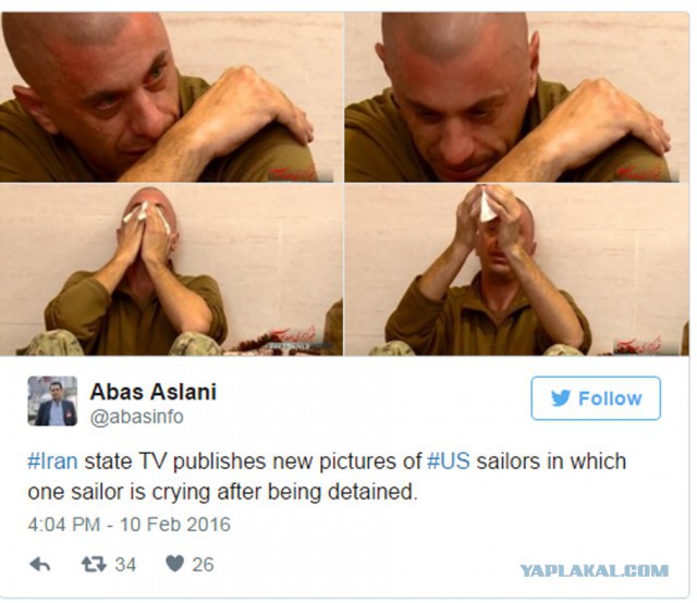 Иран обнародовал фото плачущего американского военного моряка
