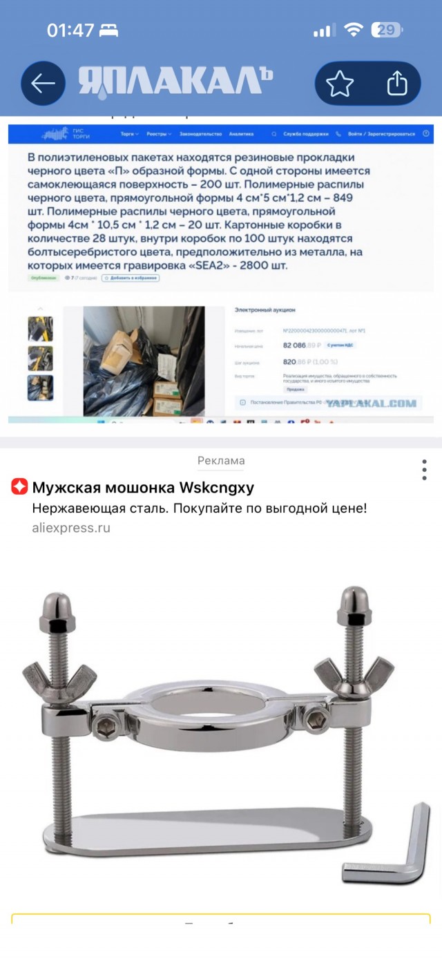 На торгах продают 849 загадочных брусков и 2800 болтов SEA2. Кто знает, что это за хрень?