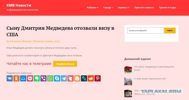 ️Сыну Дмитрия Медведева отозвали визу в США