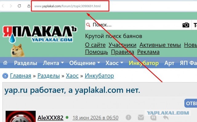 yap.ru работает, а yaplakal.com нет.