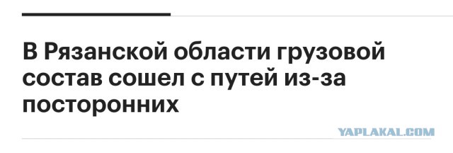 Под Рязанью подорвали грузовой поезд.