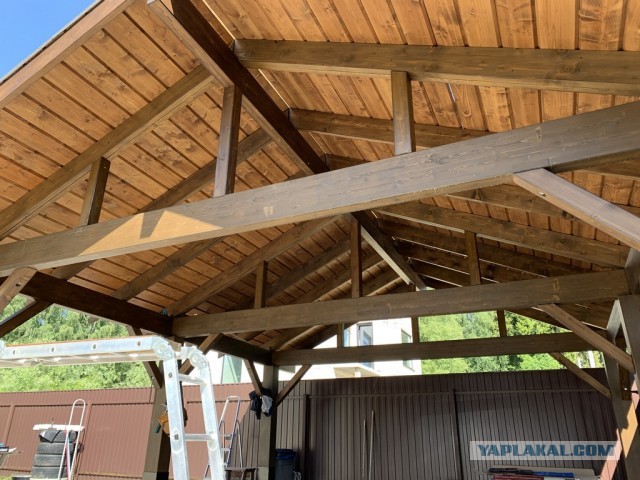 Навес для авто из бруса своими руками