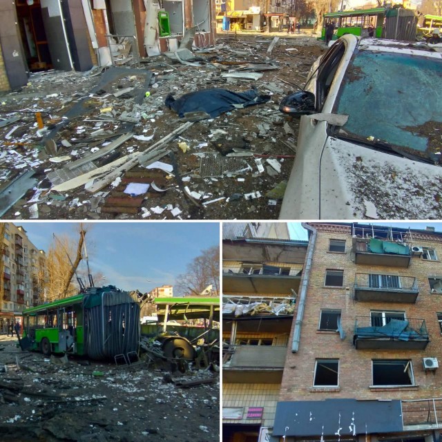 Прилёт "Точка-У" в Донецке 14.03.22 (взрыв частей сбитой ракеты в Киеве)