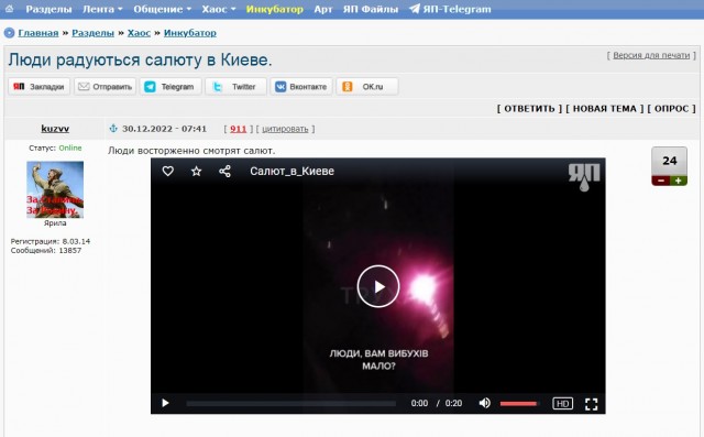 Люди радуются салюту в Киеве