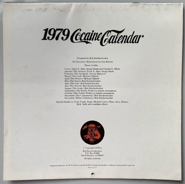 Кокаиновый календарь 1979 — памятник эпохе, когда «порошок» был почти легальным