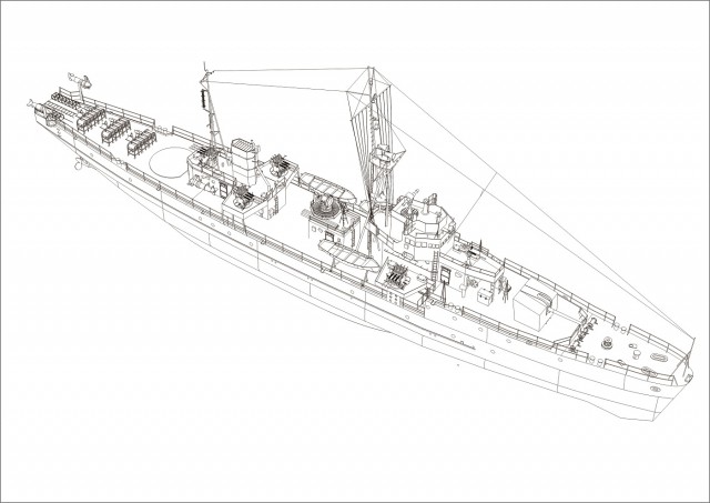 Создание бумажной модели. Японский эскортный корабль тип "Хибури"