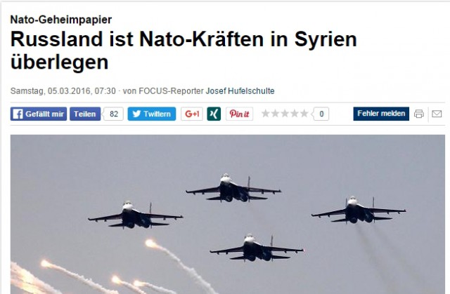 Секретный доклад НАТО: российские ВКС в Сирии превзошли силы альянса
