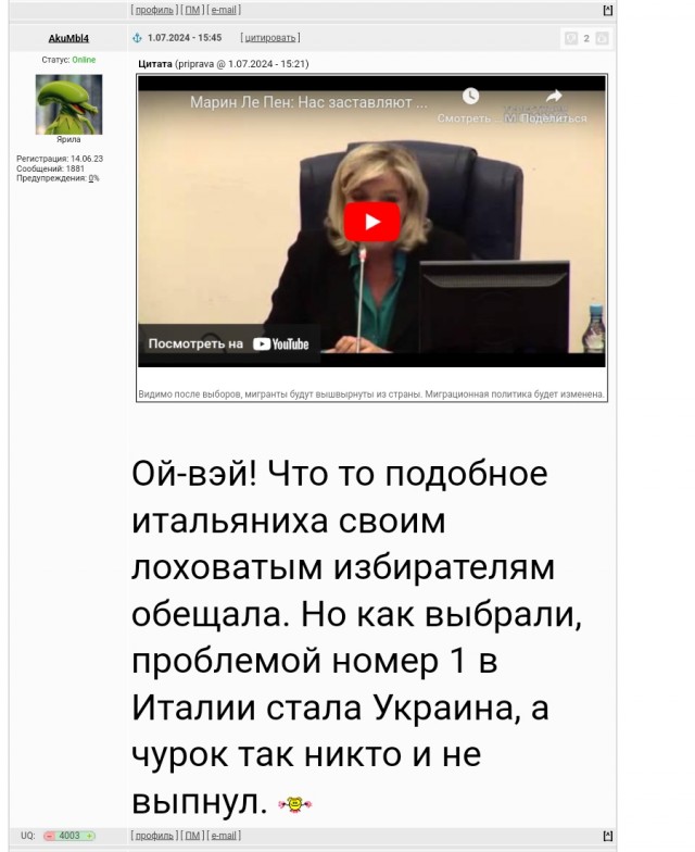 Заявления главы французской партии «Национальное объединение» Марин Ле Пен о России