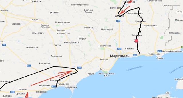 Красные стрелы летят к Мариуполю