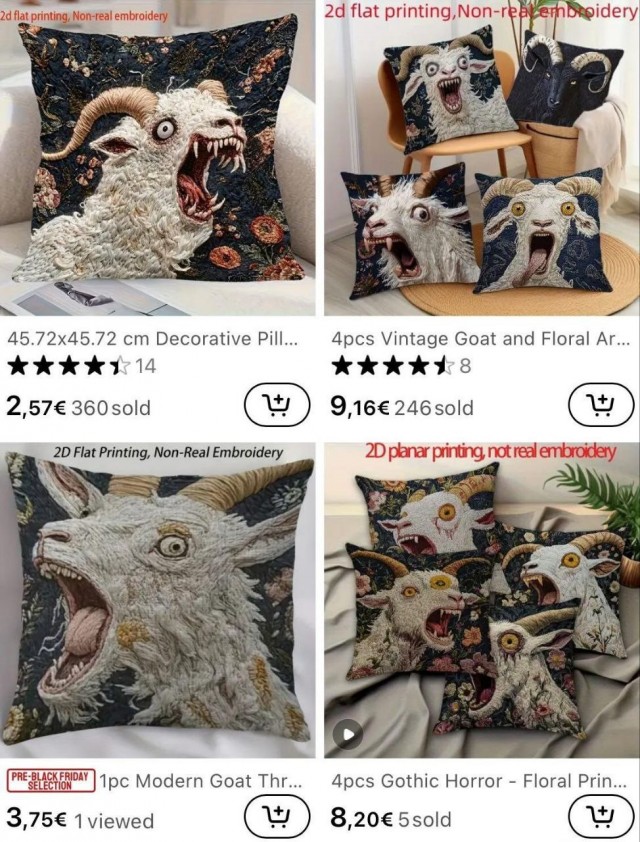 Подушки с орущими козлами обнаружили на маркетплейсах