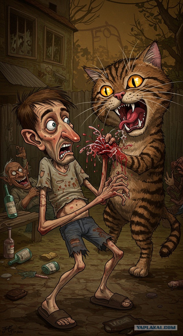 Кровавый маньяк в образе кошки.