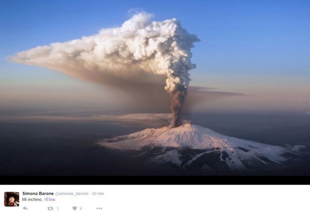 Извержение вулкана Этна в Италии