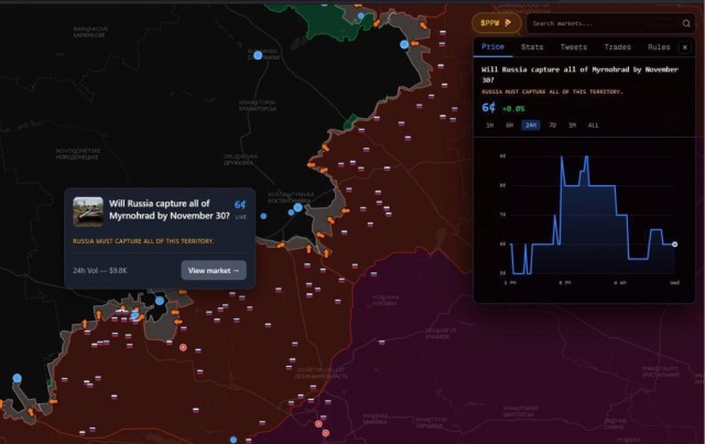 Polymarket открыл ставки, связанные с ходом СВО.