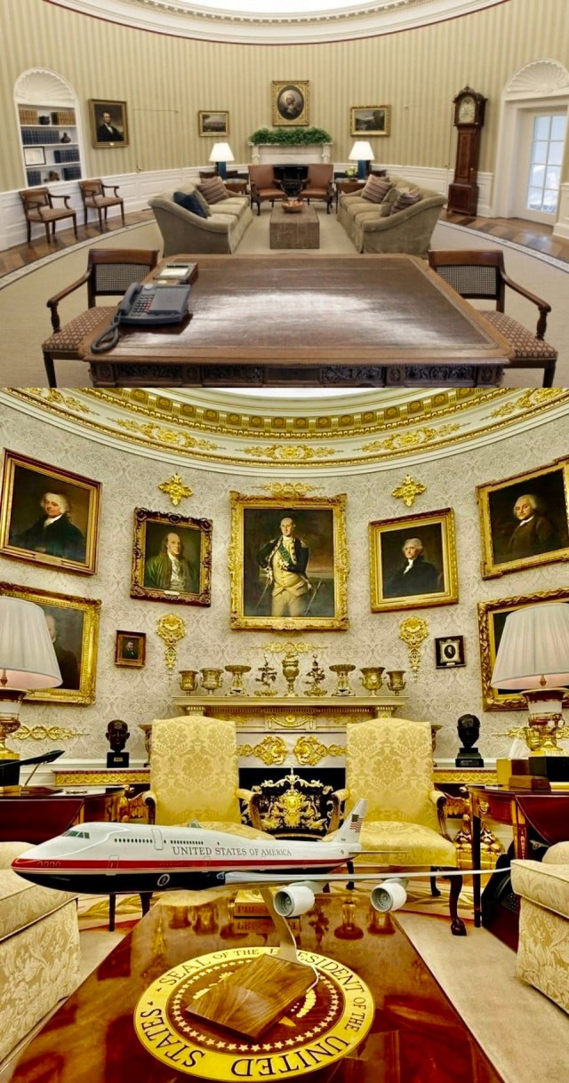 Овальный кабинет в Белом доме "до" и "после" прихода Трампа