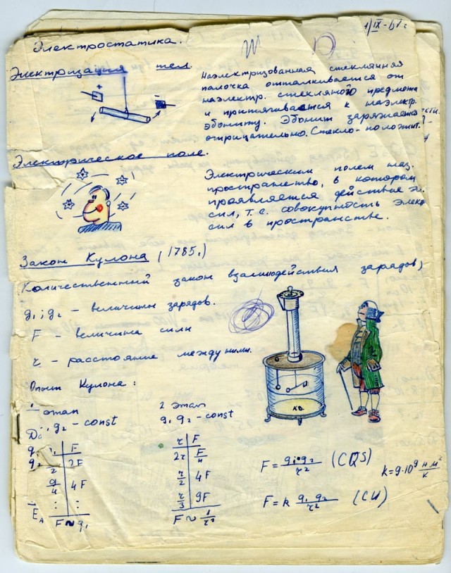 Школьная тетрадь по физике из 60-х