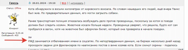 Петицию с требованием уволить проводницу РЖД, выбросившую кота Твикса в Кирове, подписали более 50 тысяч человек