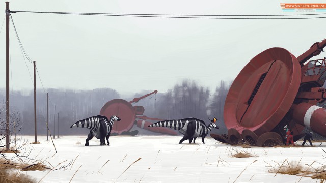 Альтернативное развитие мира от Саймона Сталенхага (Simon Stalenhag)