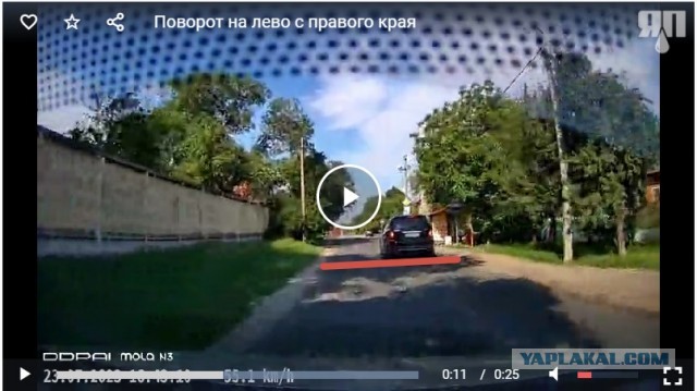 Поворот налево с правого края
