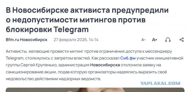 Митинг 1 марта в Новосибирске против попыток Роскомнадзора заблокировать Telegram