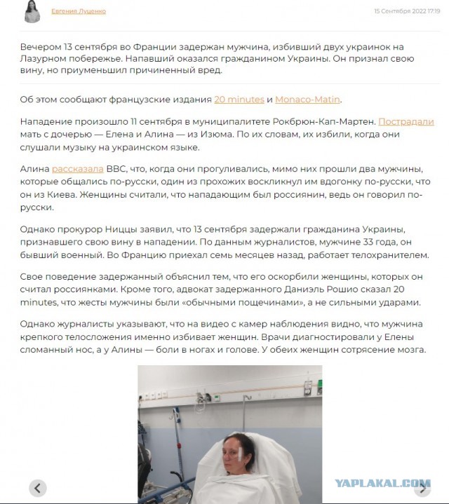 Украинки подрались во Франции, приняв друг друга за русских"