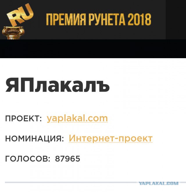 ЯП на Премии Рунета 2018!