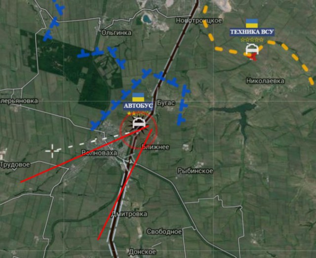Видео растреляного автобуса под Волновахой