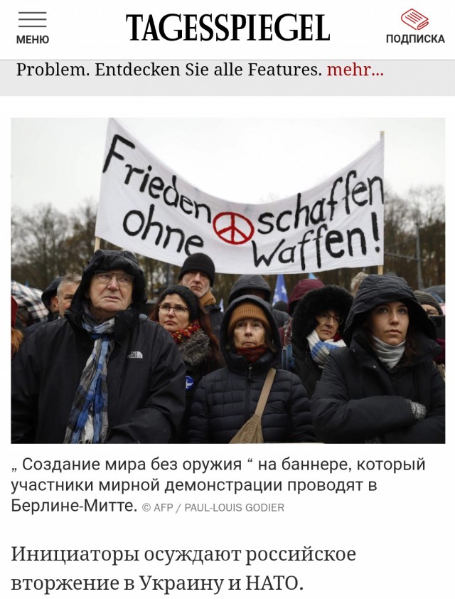 В Берлине тысячи людей вышли на акцию протеста против военной помощи