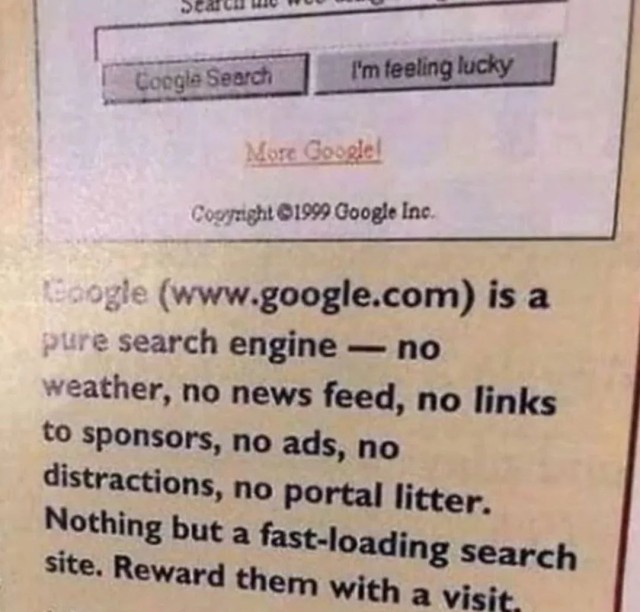 Реклама Google в 1999 году:
