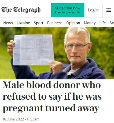 В Шотландии беременным мужикам нельзя сдавать кровь.