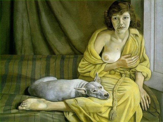 «Женщина с белой собакой». Люсьен Фрейд, 1952 году (18+)