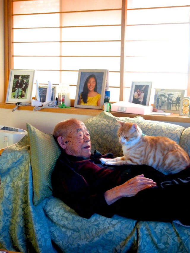 Японка вернула своего дедушку к жизни, подарив ему котенка