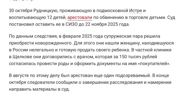 В Москве арестовали главу организации по защите семейных ценностей — Ирина Рудницкая обвиняется в торговле детьми