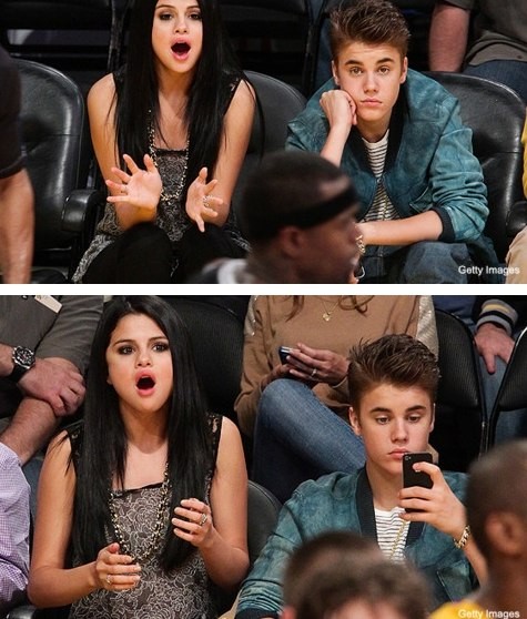 Бибер на матче NBA.