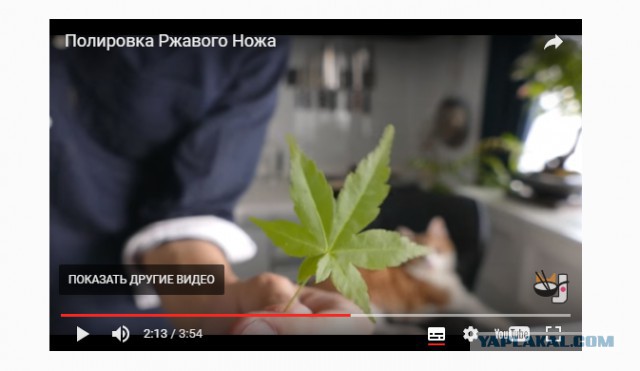 Японец чистит ржавый нож