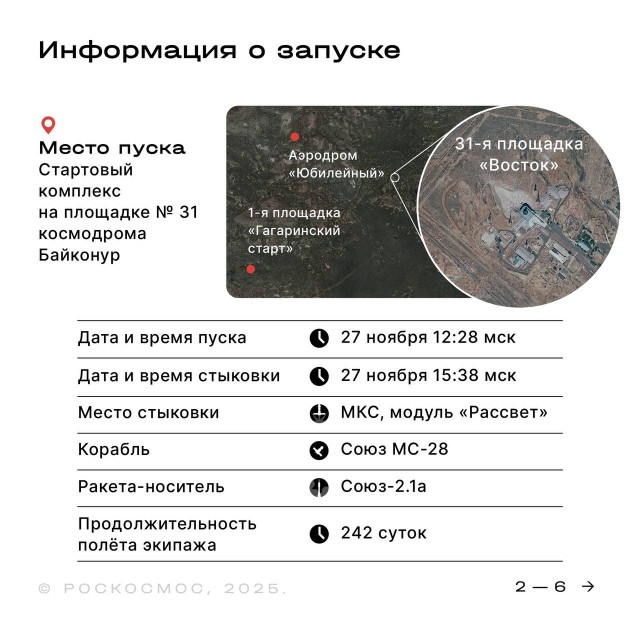 Трансляция запуска пилотируемого корабля «Союз МС-28»