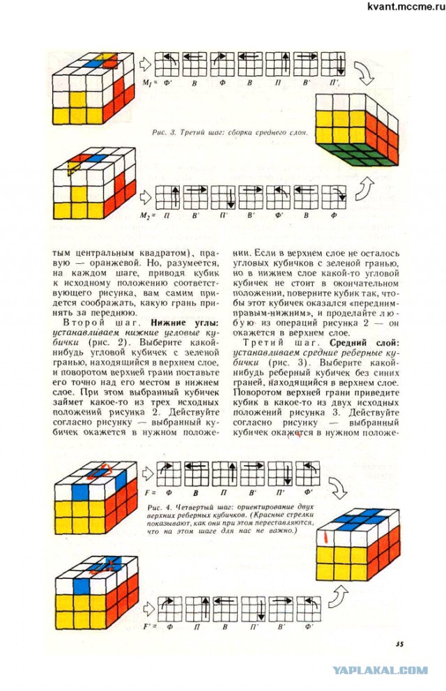 Схемы сборки кубика рубика 3х3 из журнала наука и жизнь