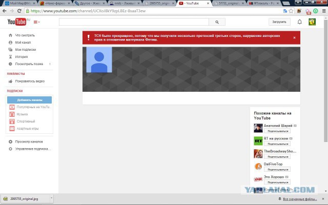 Лживый канал ТСН заблокирован на YOUTUBE